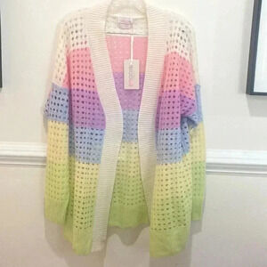 NWT Brodie Cashmere Rainbow Oversized Cashmere Cardigan Sz M